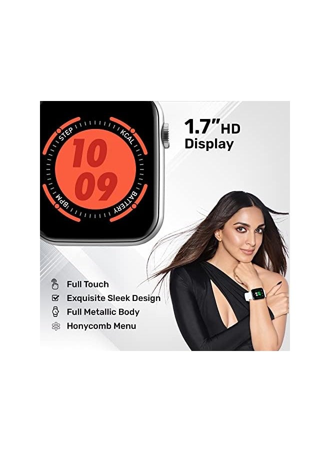 Fire-Boltt - Fire-Boltt Ring Bluetooth Calling Smartwatch With Spo2 & 1.7” Metal Body With Blood Oxygen Monitoring, Continuous Heart Rate, Full Touch & Multiple Watch Faces (Grey), M (Bsw005) - Image 1