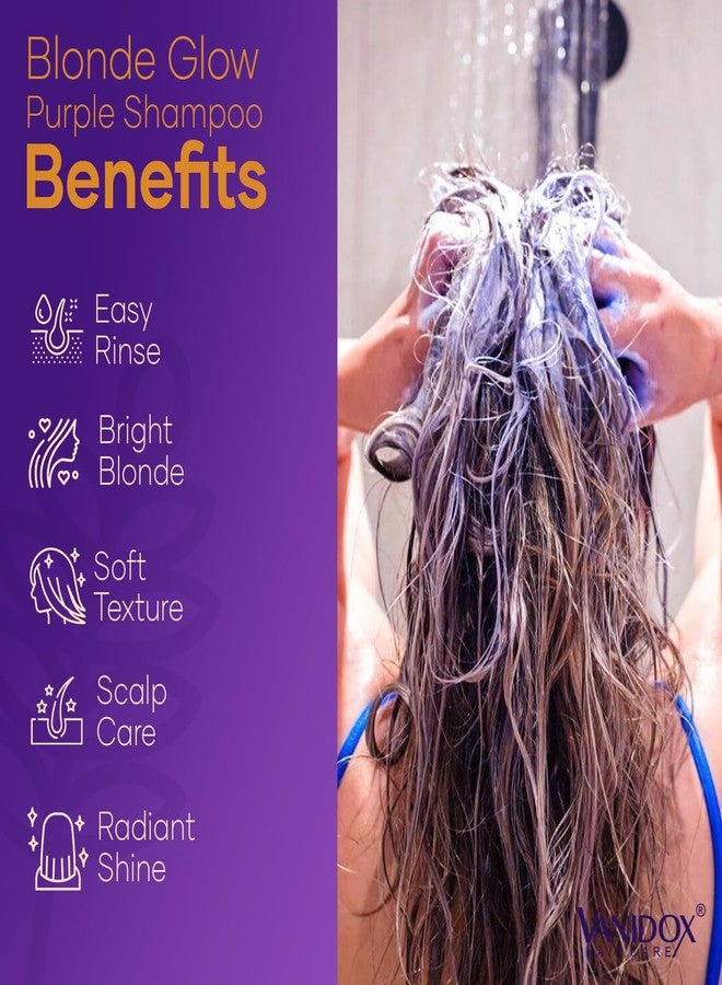 VANIDOX Sulfate Free Brass Toning Purple Shampoo for Blondes, Brown Highlighted, or Bleached Hair, Infused with Purple Rice Extract, Hyaluronic Acid, Vitamin E, and Chamomile Extract (16 fl oz) - Image 3
