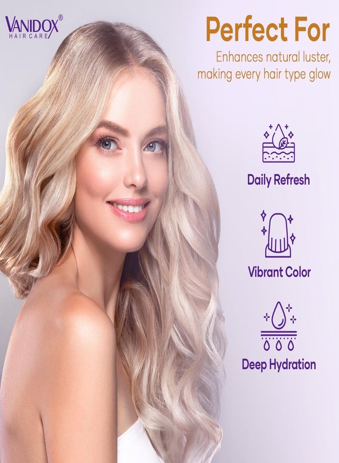 VANIDOX Sulfate Free Brass Toning Purple Shampoo for Blondes, Brown Highlighted, or Bleached Hair, Infused with Purple Rice Extract, Hyaluronic Acid, Vitamin E, and Chamomile Extract (16 fl oz) - Image 5