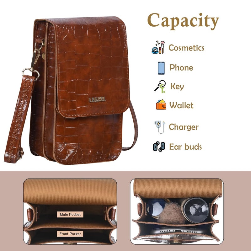 LEEZEL Women's Girls Wallet Sling Bag for Mobile Cell Phone Holder - Image 5
