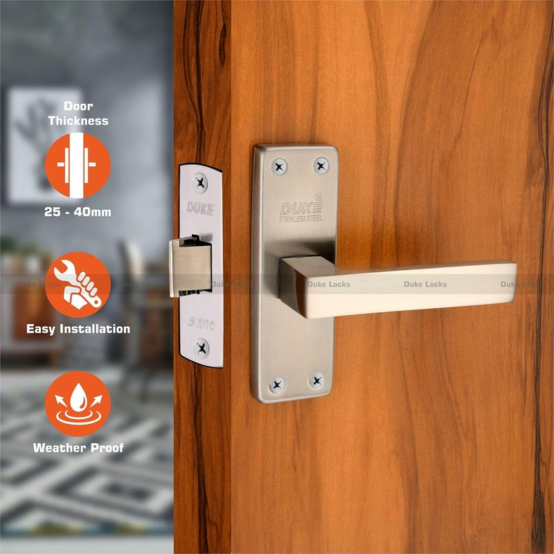 DUKElocks Duke Lock Baby Mortice Set 1005 SS for Main Door Kitchen Bedroom Office Brass Latch Body with Premium Design Stainless Steel Color 100 MM 5 INCH - Image 2