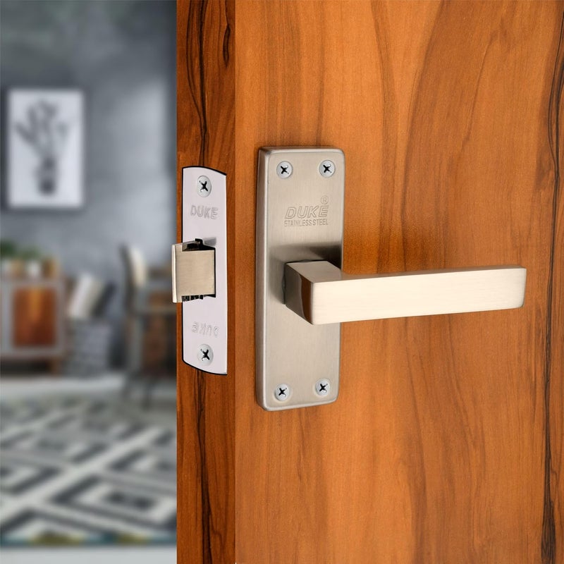 DUKElocks Duke Lock Baby Mortice Set 1005 SS for Main Door Kitchen Bedroom Office Brass Latch Body with Premium Design Stainless Steel Color 100 MM 5 INCH - Image 1