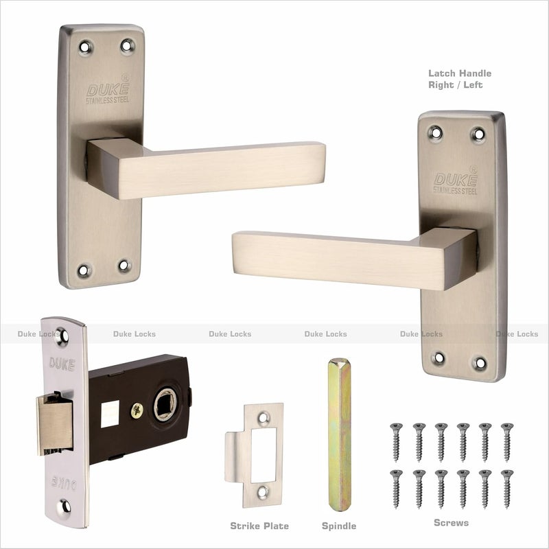 DUKElocks Duke Lock Baby Mortice Set 1005 SS for Main Door Kitchen Bedroom Office Brass Latch Body with Premium Design Stainless Steel Color 100 MM 5 INCH - Image 4