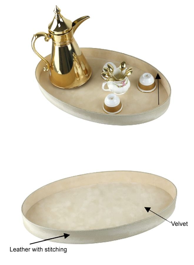 Lamsit Ibdaa LAMSIT IBDAA Oval Leather Tray | Decorative Tray | Serving Platter  - Image 4