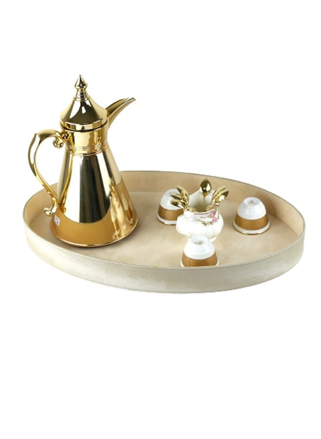 Lamsit Ibdaa LAMSIT IBDAA Oval Leather Tray | Decorative Tray | Serving Platter  - Image 1
