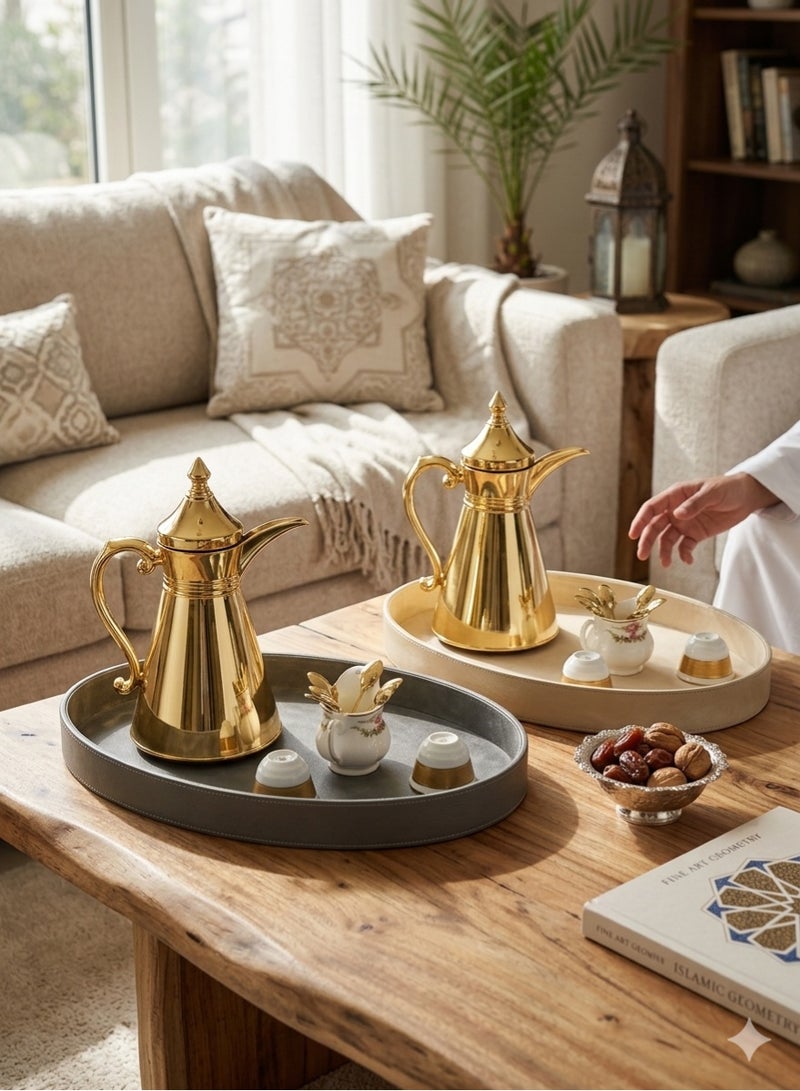 لمسة إبداع صينية جلد بيضاوية | صينية ديكور | حصة طبق - Image 4