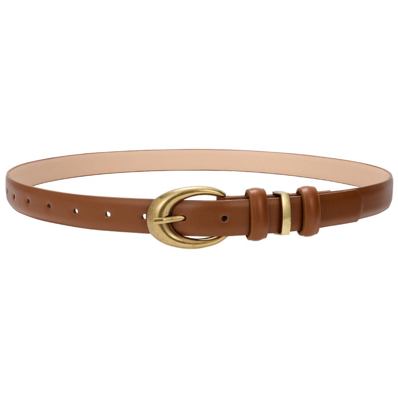 TRIWORKS Women Leather Belt for Jeans Pants Fashion Ladies Skinny Faux Leather Dress belt with Gold Buckle - Image 1