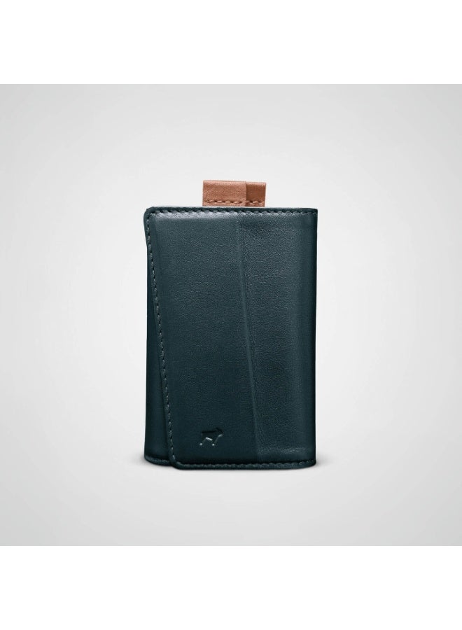 The Frenchie Co. Speed Wallet | Ultra Slim Front Pocket Wallet for Men & Women | RFID Blocking Quick-Access Card Holder with Pull Tab | Full-Grain Italian Leather Minimalist Design | Holds up to 14 Cards & Cash (Green-Tan) - Image 2