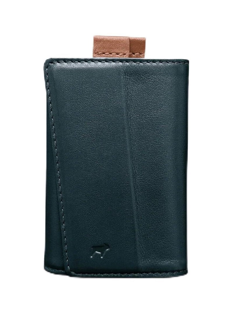 The Frenchie Co. Speed Wallet | Ultra Slim Front Pocket Wallet for Men & Women | RFID Blocking Quick-Access Card Holder with Pull Tab | Full-Grain Italian Leather Minimalist Design | Holds up to 14 Cards & Cash (Green-Tan) - Image 1