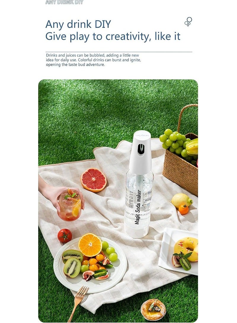 1L Portable Sparkling Water and Soda Maker, Healthy Bubble Water Maker For Water/Softdrinks/Juices For Home/Outdoor/Camping/Sports/Parties, Compatible with 8g CO2 tank (included One box) (White)  - Image 4