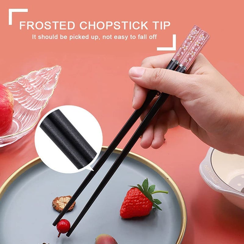 RIANZ BlackGreen Reusable Fiberglass Chopsticks Dishwasher Safe Easy to Hold Lightweight NonSlip Chopstick Gift Set Pack of 2 Pair - Image 4