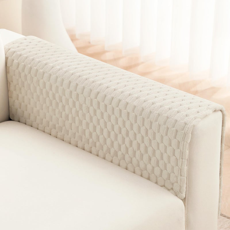 Foxdecor Couch Arm Covers, Armrest Cover for Sofa, Non Slip Chair Arm Covers, Furniture Covers Couch Protector Set of 2pcs. (White, 18"x24") - Image 1