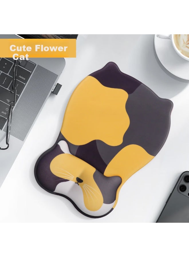 Kpte Cute Cat Wrist Rest Mouse Pad Mechanical Silicone Gaming Wrist Support Mouse Pad Girl Gift Wrist Cushion Men Tie-dye Cat Mouse Pad - Cute Floral Cat - Image 1