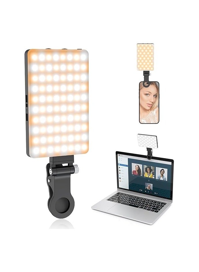 Selfie Ring Light with 80 LED Beads – Rechargeable Clip-On Mobile Light with 3 Light Modes and Adjustable Color Temperature 3200K to 5600K - Image 1