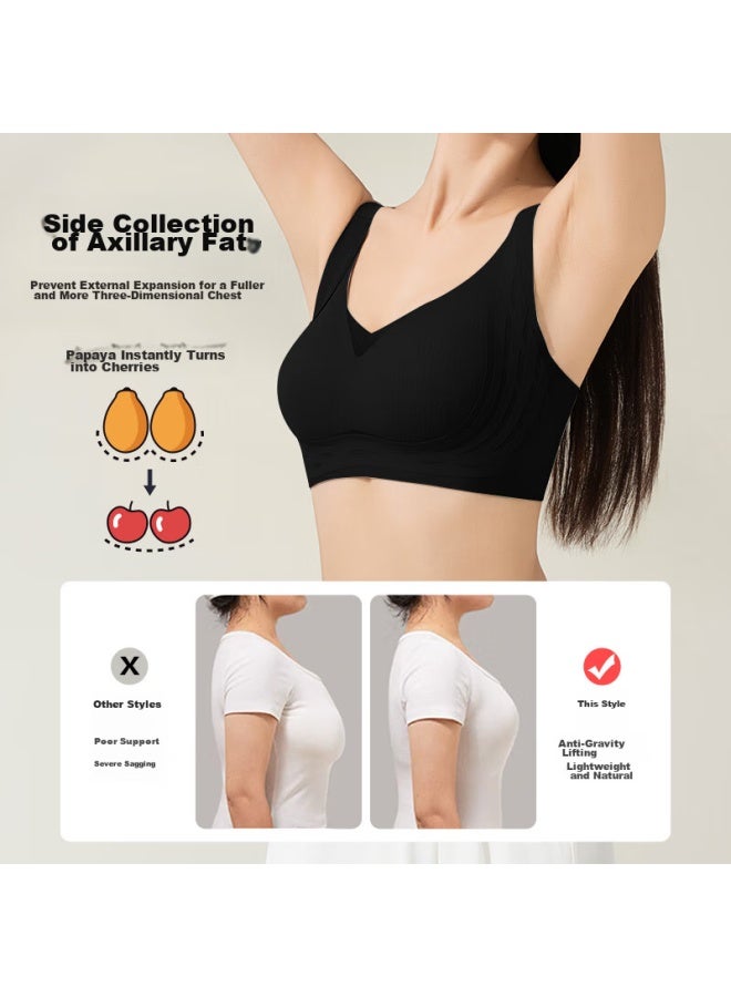 MIIOW Miiow Soft Support Bra For Women, Lift And Push-up, Anti-sagging, Seamless, Wireless, Sexy, Small Breast, Push-up Brassiere, Black, Size L - Image 4