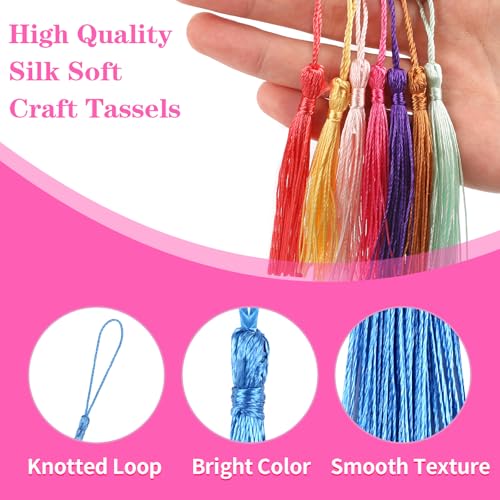 NIUBIER 140pcs Multi-color Polyester Silk Tassels for Crafts, Bookmarks, Graduation, Jewelry Making (35 Colors, 4 Pcs Each) - Image 3