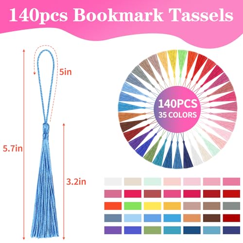 NIUBIER 140pcs Multi-color Polyester Silk Tassels for Crafts, Bookmarks, Graduation, Jewelry Making (35 Colors, 4 Pcs Each) - Image 2