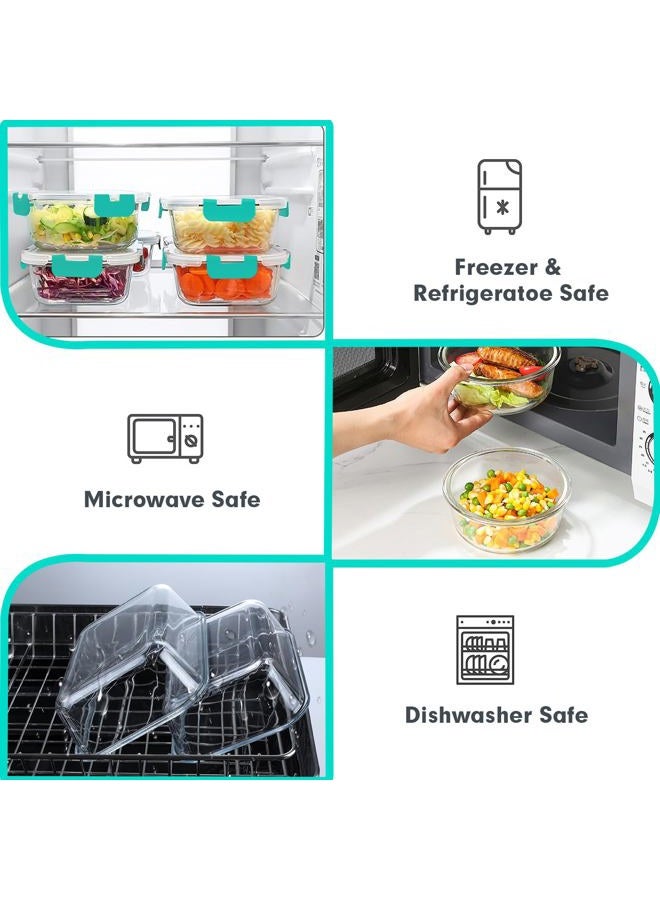 VERONES 30 Pieces Glass Meal Prep Containers Set, Stackable Glass Food Storage Containers with Lids-Airtight Glass Lunch Containers，for Microwave, Oven, Freezer & Dishwasher,Green - Image 3