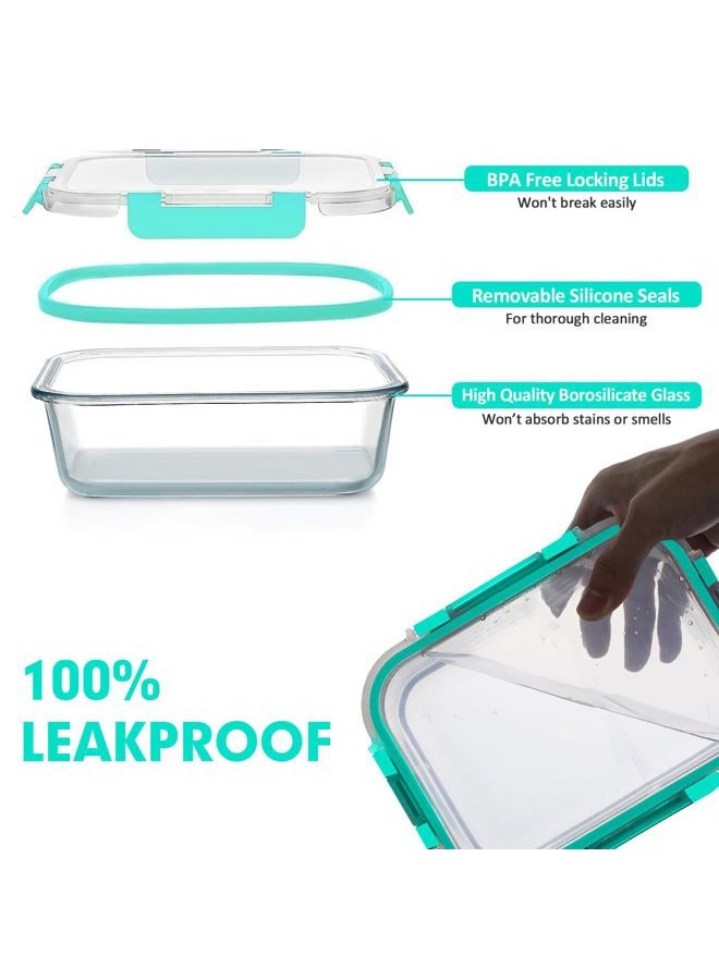 VERONES 30 Pieces Glass Meal Prep Containers Set, Stackable Glass Food Storage Containers with Lids-Airtight Glass Lunch Containers，for Microwave, Oven, Freezer & Dishwasher,Green - Image 4