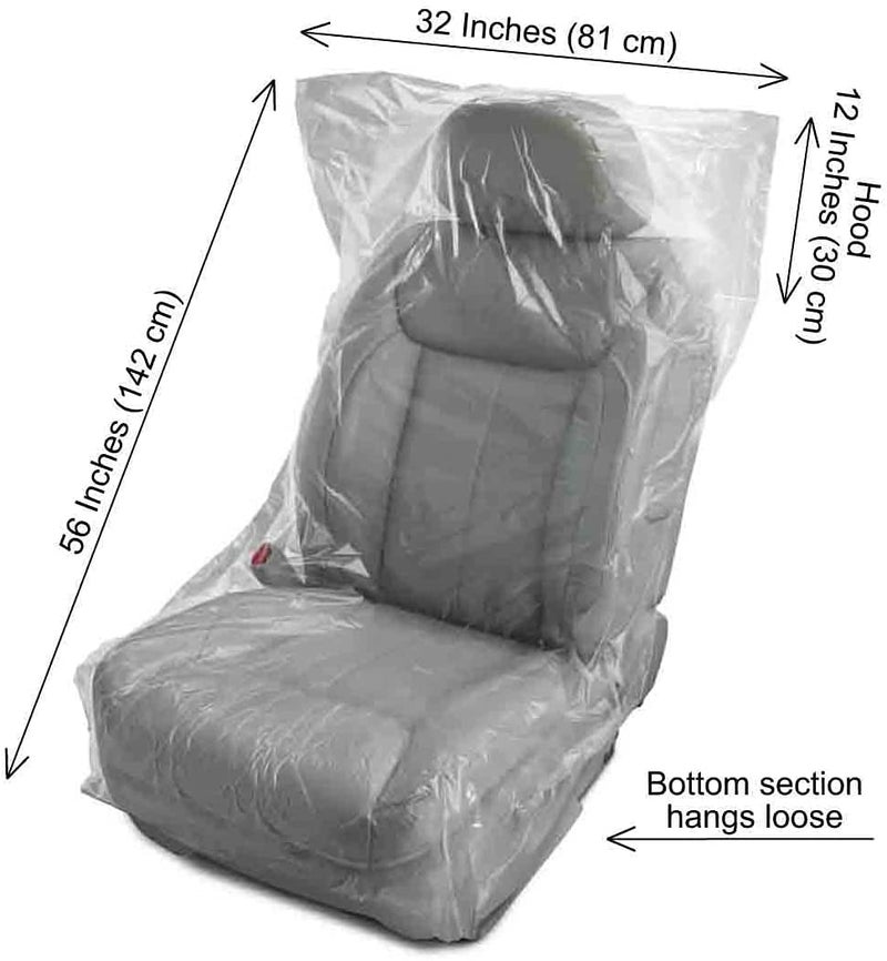 JESUNK 100 Pieces Disposable Seat Covers, Car Disposable Universal Plastic Seat Covers for Airplane Seats, Salon Chairs, Restaurant Seats, Bus Seats  More (100 Pieces) - Image 1