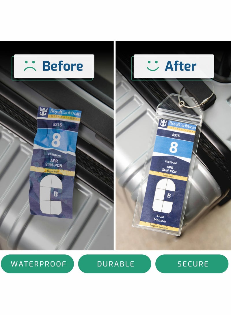 KASTWAVE Cruise Luggage Tag, ID Badge with Zip Seal & Steel Loops for Royal Caribbean & Celebrity Cruise, Clear Cruise Luggage Tags - Image 4