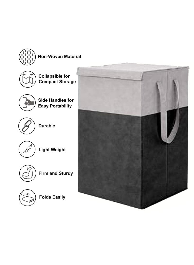 SKYLII Skylii Laundry Bag 45 L Durable and Collapsible Laundry storage Bag Clothes Toys Storage Foldable 68 L Laundry Basket With Lid and Side Handles for Dirty Clothes Combo Pack of 2 Pc Printed Grey  - Image 3