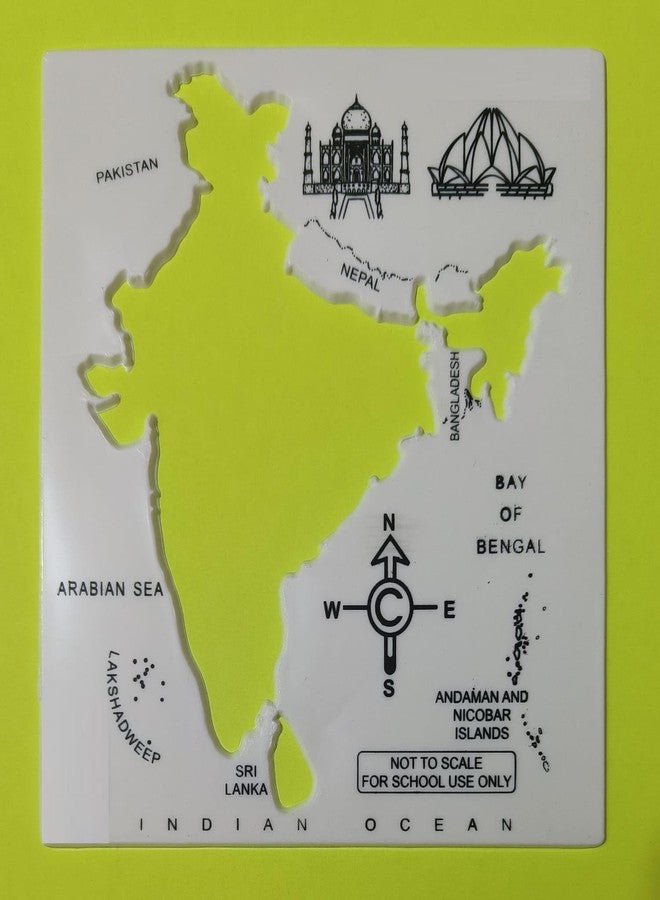 FIRST CLICK Plastic India Map White Stencil Inner Line Pack of 1 Piece Outside Dimensions 15 x 13.4 cm - Image 2