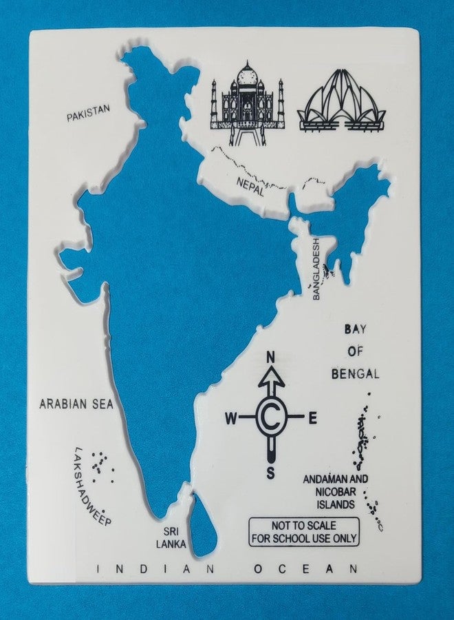 FIRST CLICK Plastic India Map White Stencil Inner Line Pack of 1 Piece Outside Dimensions 15 x 13.4 cm - Image 3