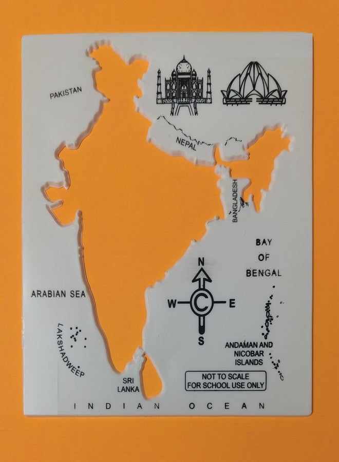 FIRST CLICK Plastic India Map White Stencil Inner Line Pack of 1 Piece Outside Dimensions 15 x 13.4 cm - Image 1