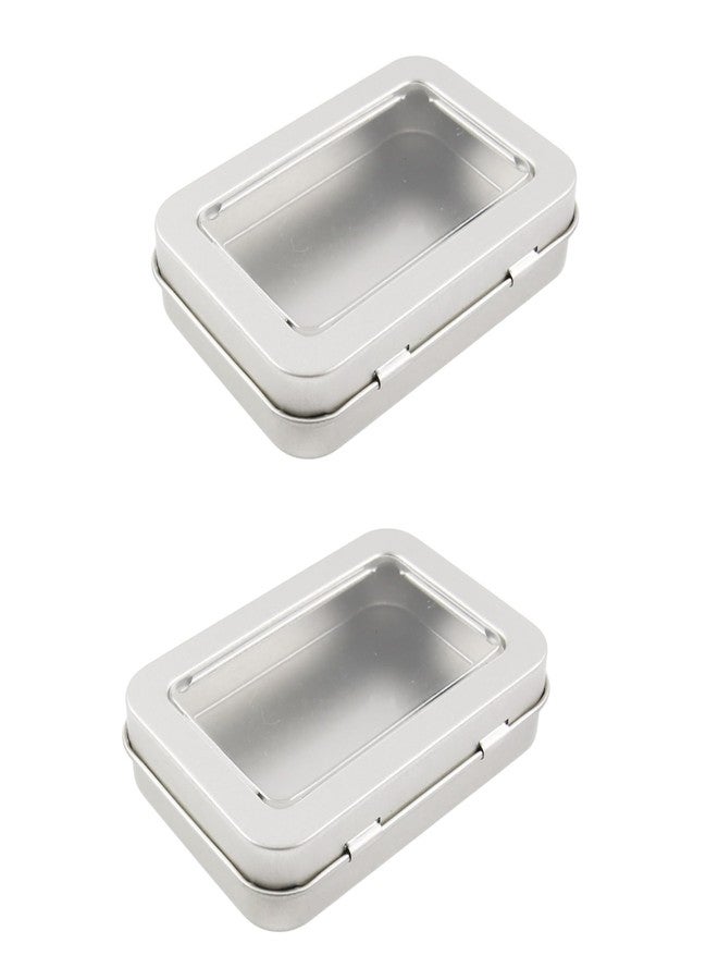 Vagocom 2Pcs Portable Floss Picks Case with Transparent Window, 3.35*2.4*0.67inch / 8.5*6.1*1.7cm Empty Floss Picks Dispenser,Small Reusable Floss Pick Holder Boxes for Travel, Outdoor(Silver) - Image 1