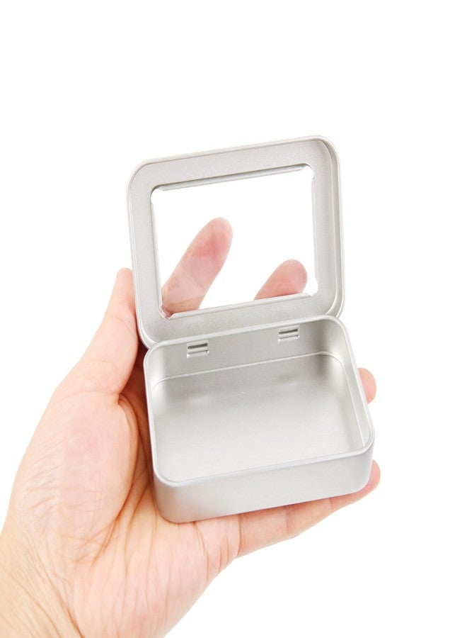 Vagocom 2Pcs Portable Floss Picks Case with Transparent Window, 3.35*2.4*0.67inch / 8.5*6.1*1.7cm Empty Floss Picks Dispenser,Small Reusable Floss Pick Holder Boxes for Travel, Outdoor(Silver) - Image 3