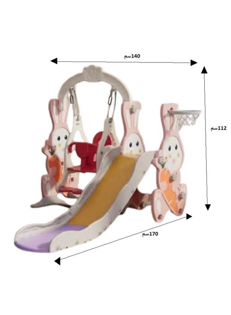 FULL JOY 3 in 1 Kids Slide and Swing Set with Basketball Hoop, Toddler Indoor and Outdoor Playground Set, Kids Climbing Play Set - Image 5