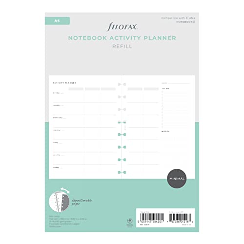 FILOFAX إعادة تعبئة فيلوفاكس لايفستايل، حجم A5، إعادة تعبئة دفتر ملاحظات، ورق أبيض، مخطط أنشطة، 56 ورقة (B132849) - Image 1