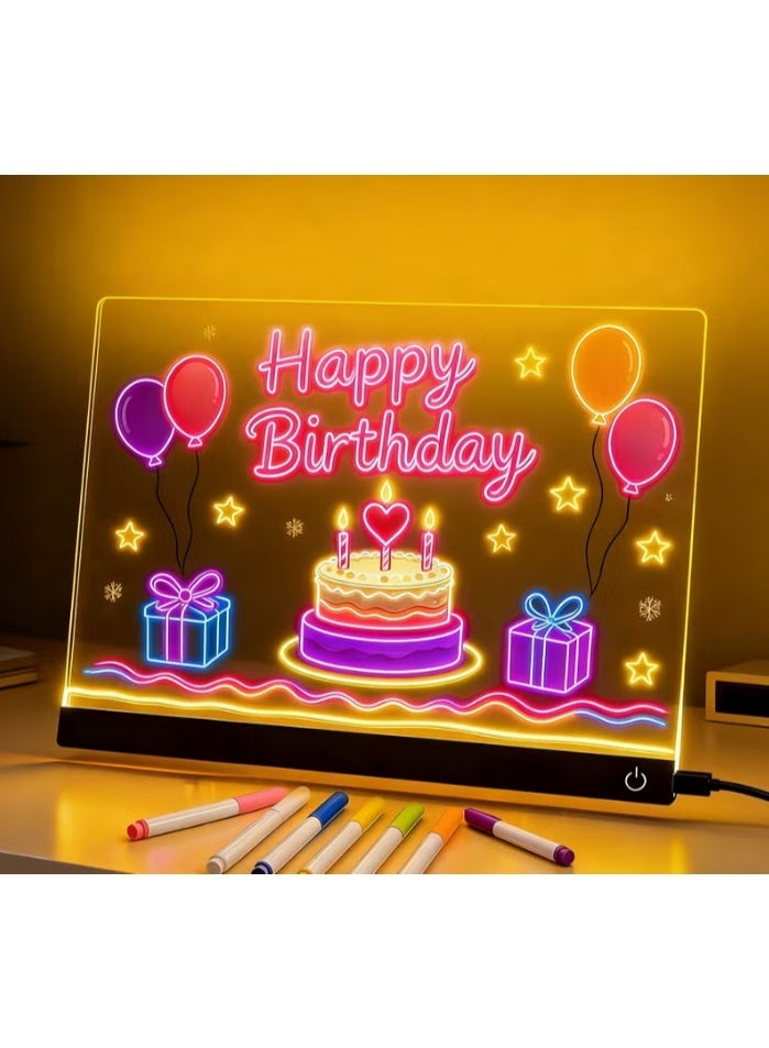 general LED Acrylic Light-Up Writing Board with 7 Dry Erase Color Markers & Stand – Reusable Drawing and Message Board - Image 1
