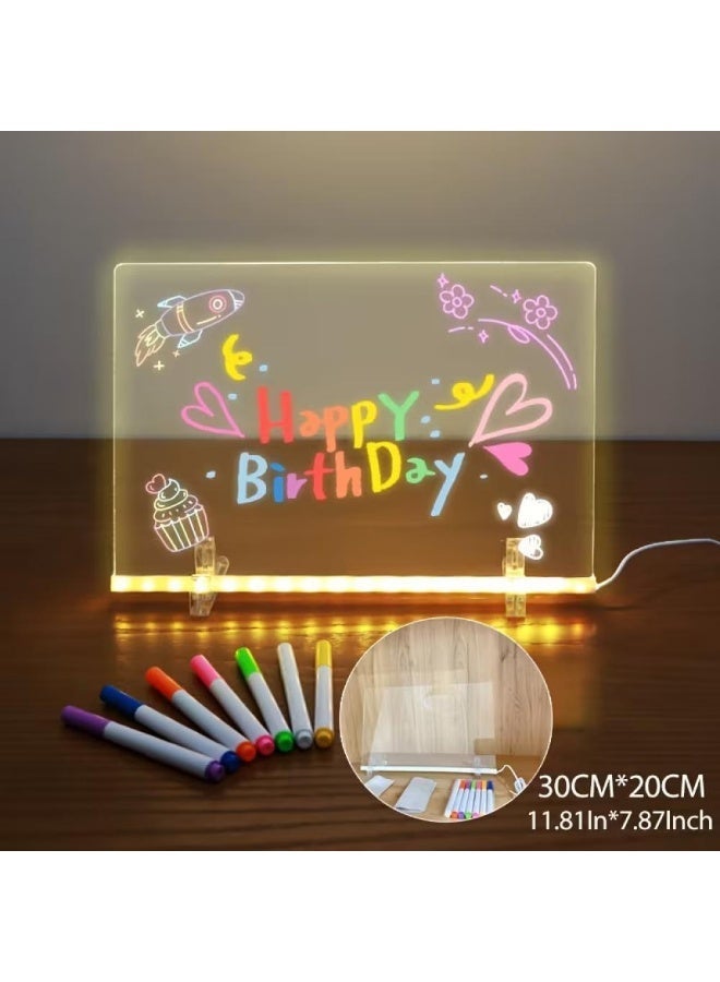 general LED Acrylic Light-Up Writing Board with 7 Dry Erase Color Markers & Stand – Reusable Drawing and Message Board - Image 3