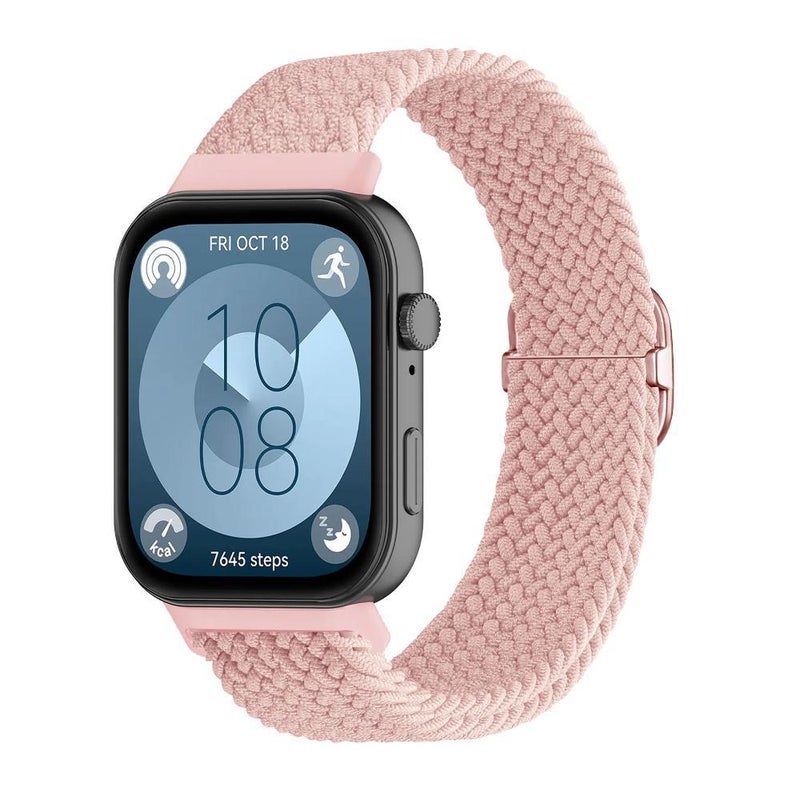 erorex For Huawei Watch Fit4 / Fit4 Pro / Fit3 Nylon Braided Elasticity Watch Band(Pink) - Image 1