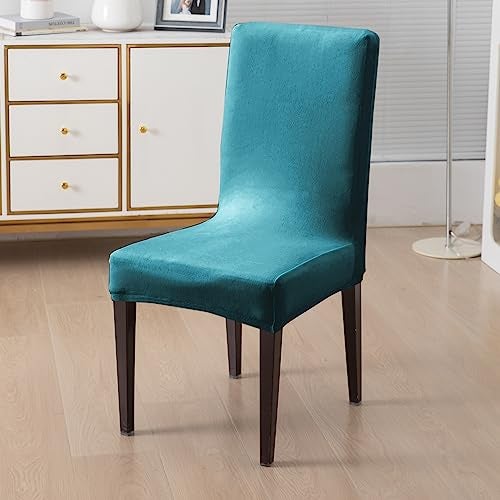 HOKIPO Chair Covers Set of 4, 200 GSM Velvet, Turquoise (AR-4735-TRQ*4) - Image 2