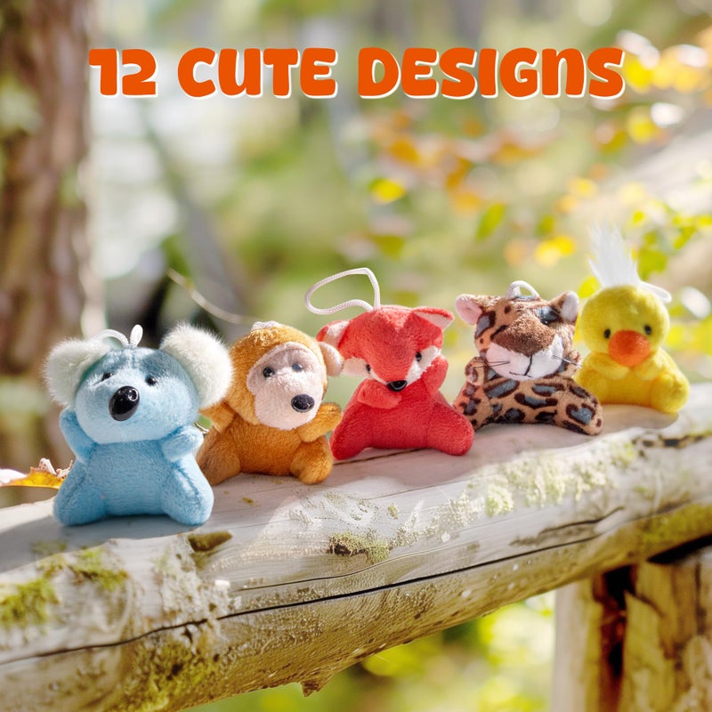 Sofier 12 Packs Mini Stuffed Animals Bulk Party Favors For Kids Treasure Box Toys Classroom Plush Toys Claw Machine Key Chains Carnival Prizes Small Valentine Halloween Stocking - Image 2
