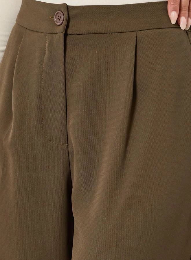 Take Two  Brown High-Rise Wide Leg Trousers for Women | Best Price UAE