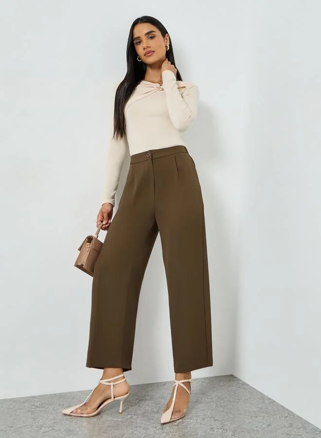 Take Two Brown High-Rise Wide Leg Trousers