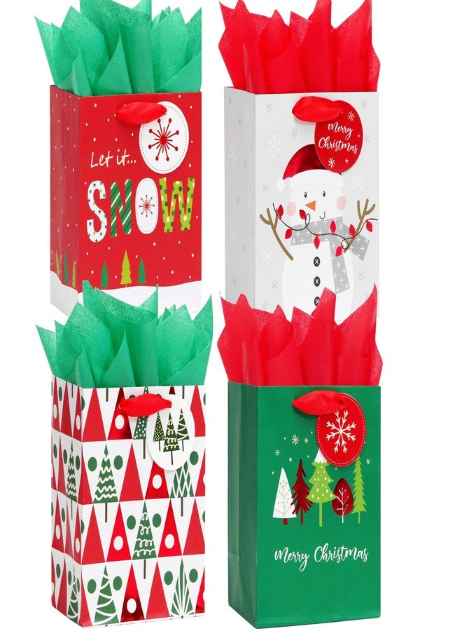 SUNCOLOR 8 Pack Small Christmas Gift Bags with Tissue Paper, 6x5x3 Inch, Small Holiday Paper Bags, Red Green White - Image 1