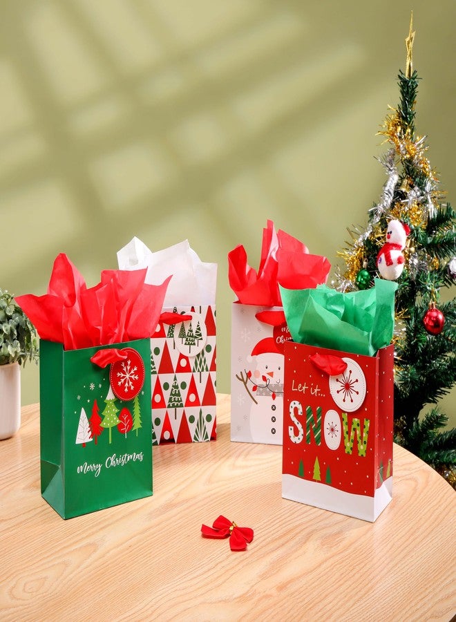 SUNCOLOR 8 Pack Small Christmas Gift Bags with Tissue Paper, 6x5x3 Inch, Small Holiday Paper Bags, Red Green White - Image 5