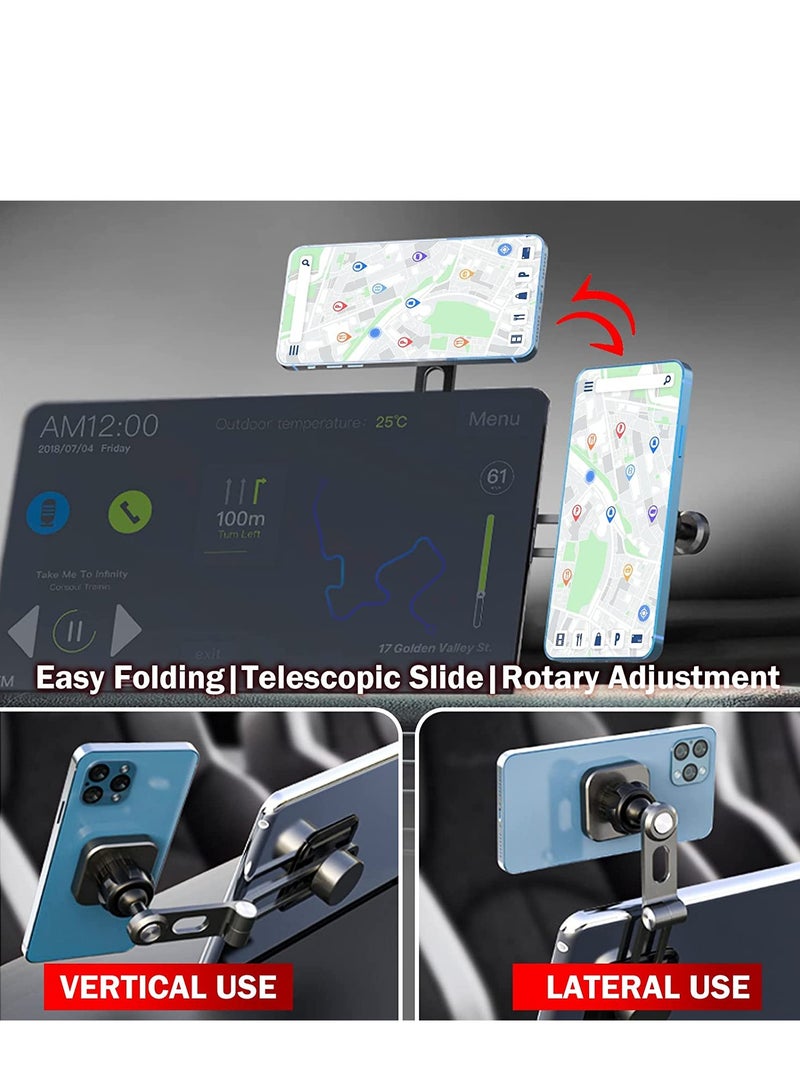 Excefore Car Magnetic Phone Holder Fit for Tesla Model 3/Y Auto Phone Mount Folding Hiddens Bracket Compatible With Magsafe Cellphone 360° Rotation Invisible Support Gift for Man Woman - Image 5