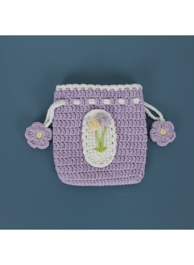 Sweet Hand-woven Coin Bag Weaving Girl's Wool Crocheted Girdle Bag Mini Coin Storage Pocket Finished Product