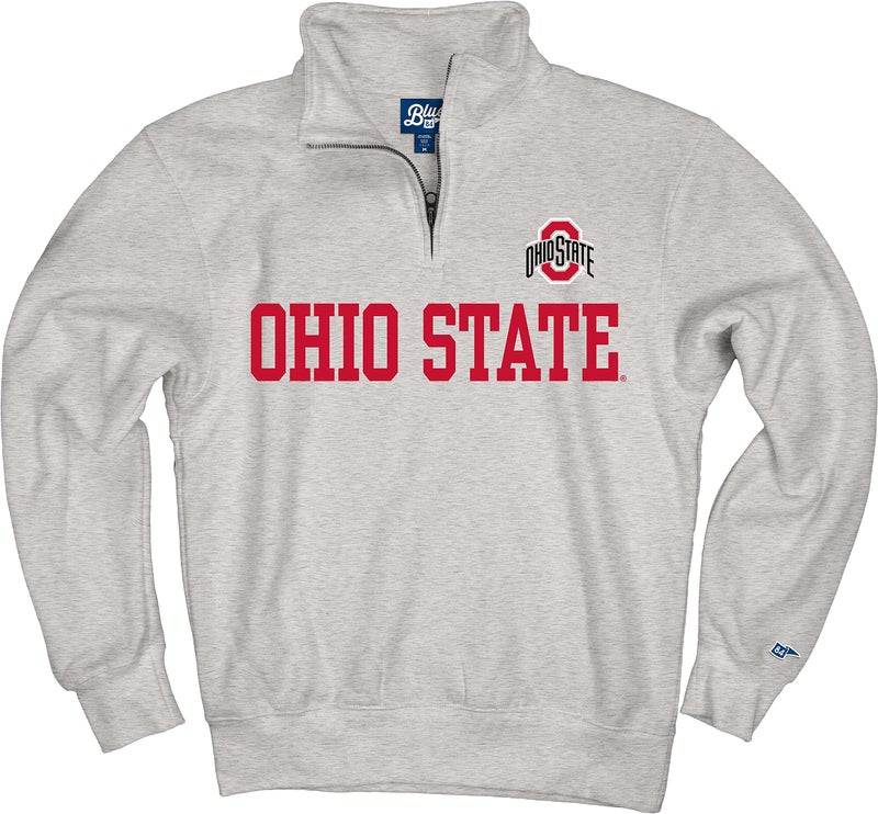 Blue 84 Men's Ohio State Buckeyes Quarter Zip Sweatshirt Grey, Grey, Large - Image 3