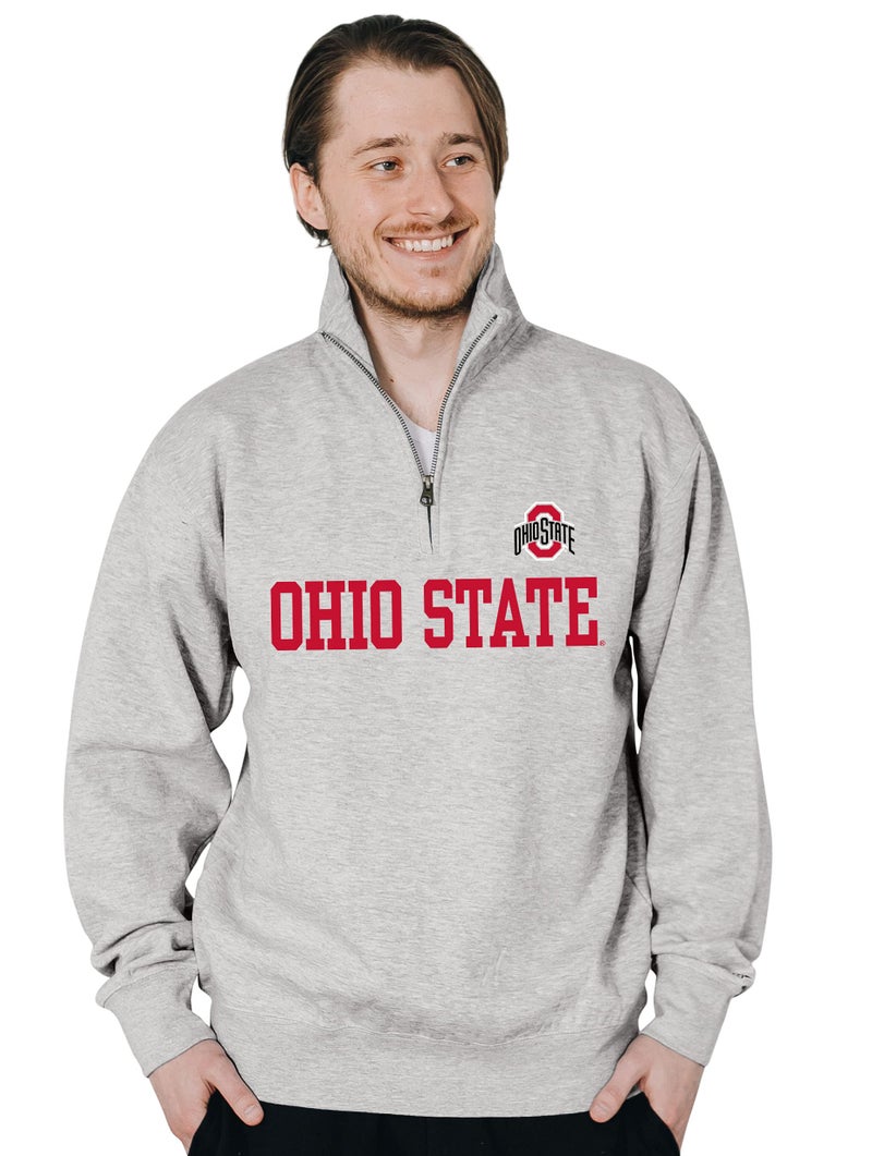 Blue 84 Men's Ohio State Buckeyes Quarter Zip Sweatshirt Grey, Grey, Large - Image 2