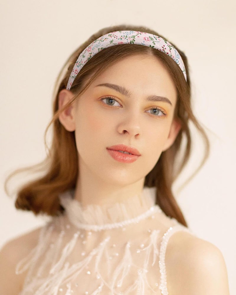 JELIEE Headbands For Women Girls 8 Pcs Fashion Wide Floral Padded Headband Cute Pearl Headband Hair Bands Accessories(Pink & White) - Image 4