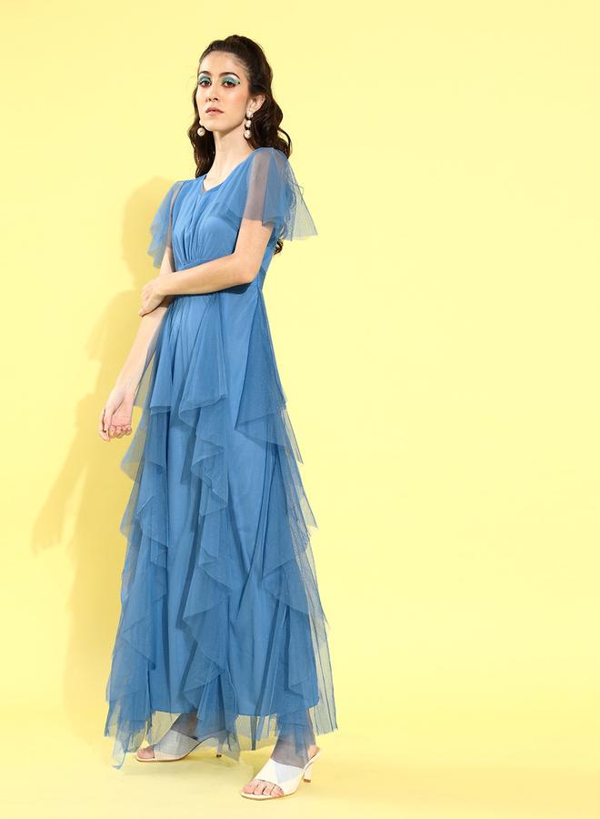U&F Ruffled Tulle Maxi Dress - Image 1