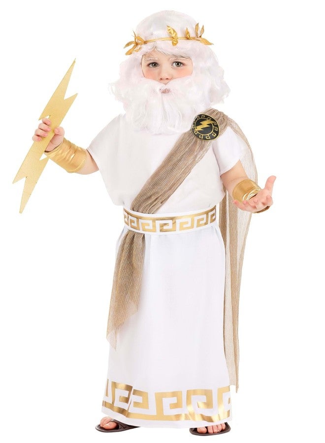 Fun Costumes Toddler Zeus Costume Boys Greek God Costume with White Greek Tunic & Accessories for Halloween Dress up 4T - Image 3