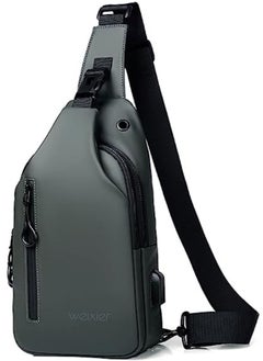 WEIXIER Casual Chest Bag, Ultralight Sling Bag, Business Shoulder Bag with USB Charging Port for Men, Shoulder Bag, Outdoor Sports, Hiking, Cycling, Travel, Waterproof Polyester  - Image 1